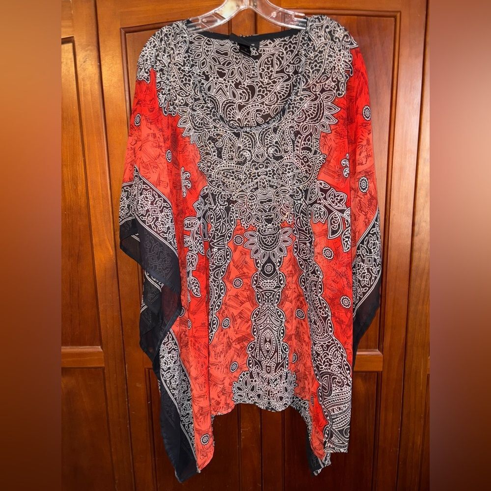 Ashley Stewart Black and White Patterned Sheer Cover up #1617
